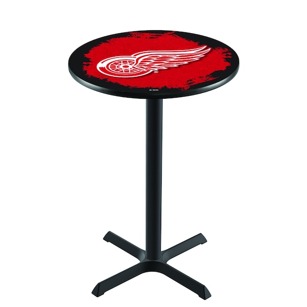 42" Blk Wrinkle Detroit Red Wings Pub Table